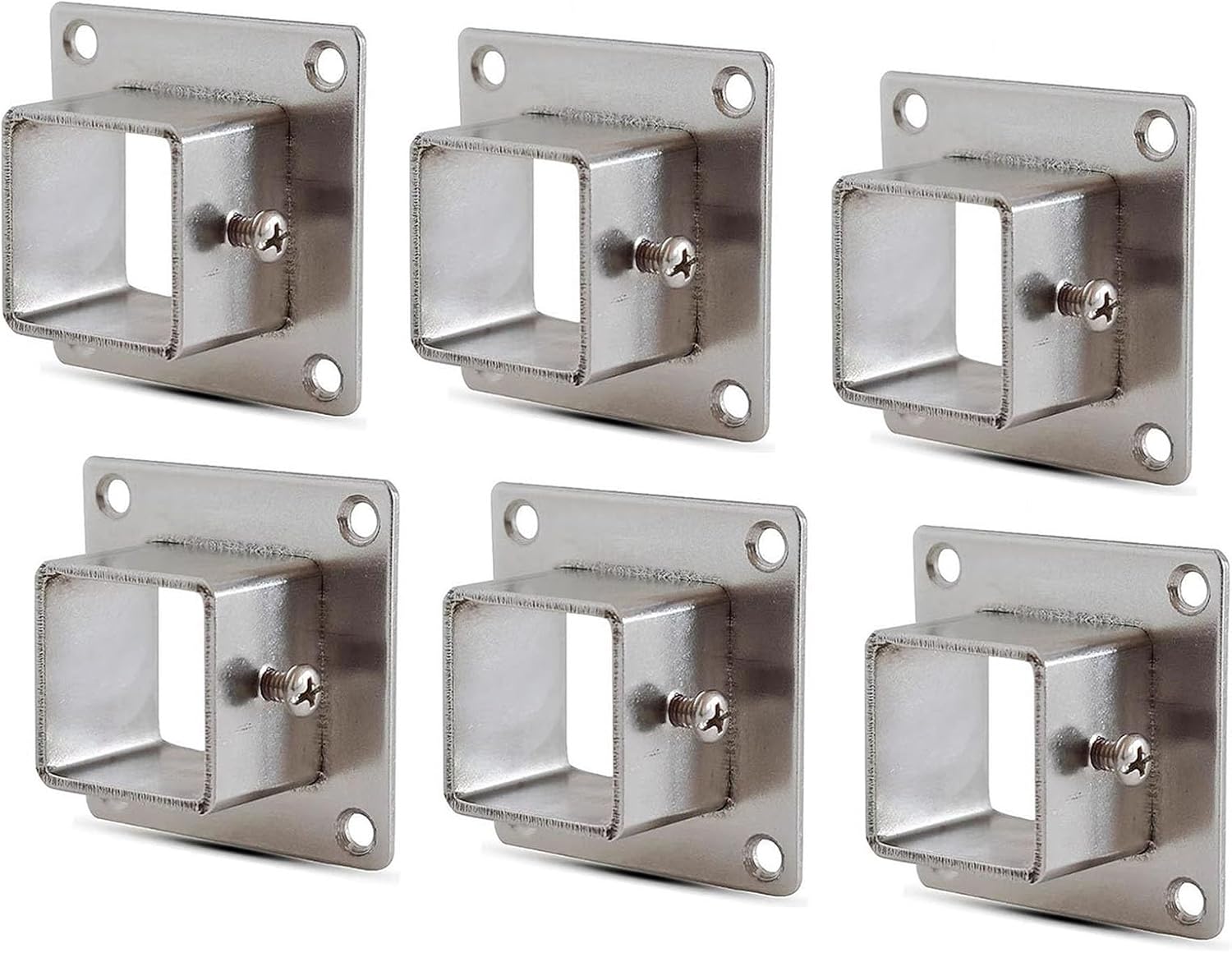 25mm Wide Stainless Steel Post Base Brackets, Square Wood Fence Support, Coated Anchor for Deck Railing & Mailbox, Enclosed Bottom Pergola Bracket, 6-Pack (25x25mm)