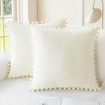 CaliTime Decorative Couch Throw Pillow Covers 16 X 16 Inches Cream