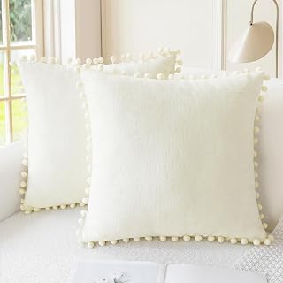 CaliTime Decorative Couch Throw Pillow Covers 22 X 22 Inches Cream