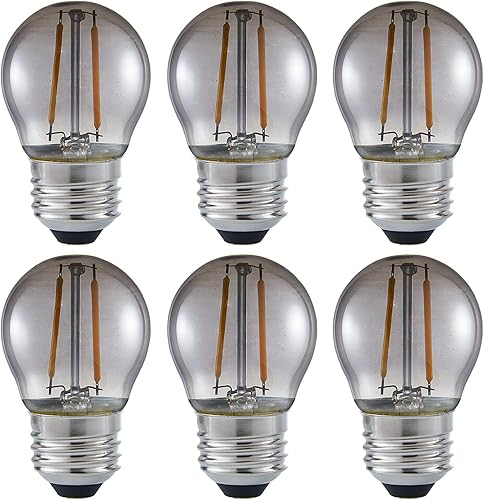2 Watt Vintage Edison LED Bulbs, Globe LED Filament Bulb, 2700K Warm Light, E26 Medium Base, A15 Smoky Grey Glass Antique Tint, 25W Incandescent