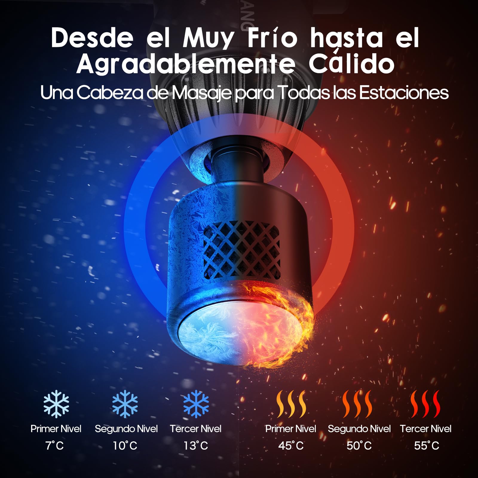 AERLANG Pistola de Masaje Muscular con Frío y Calor, Masajeador de Tejido Profundo para Cuello y Espalda, Masajeador de Percusión Muscular de Mano con 7 Cabezales, Regalo para Papá y Mamá