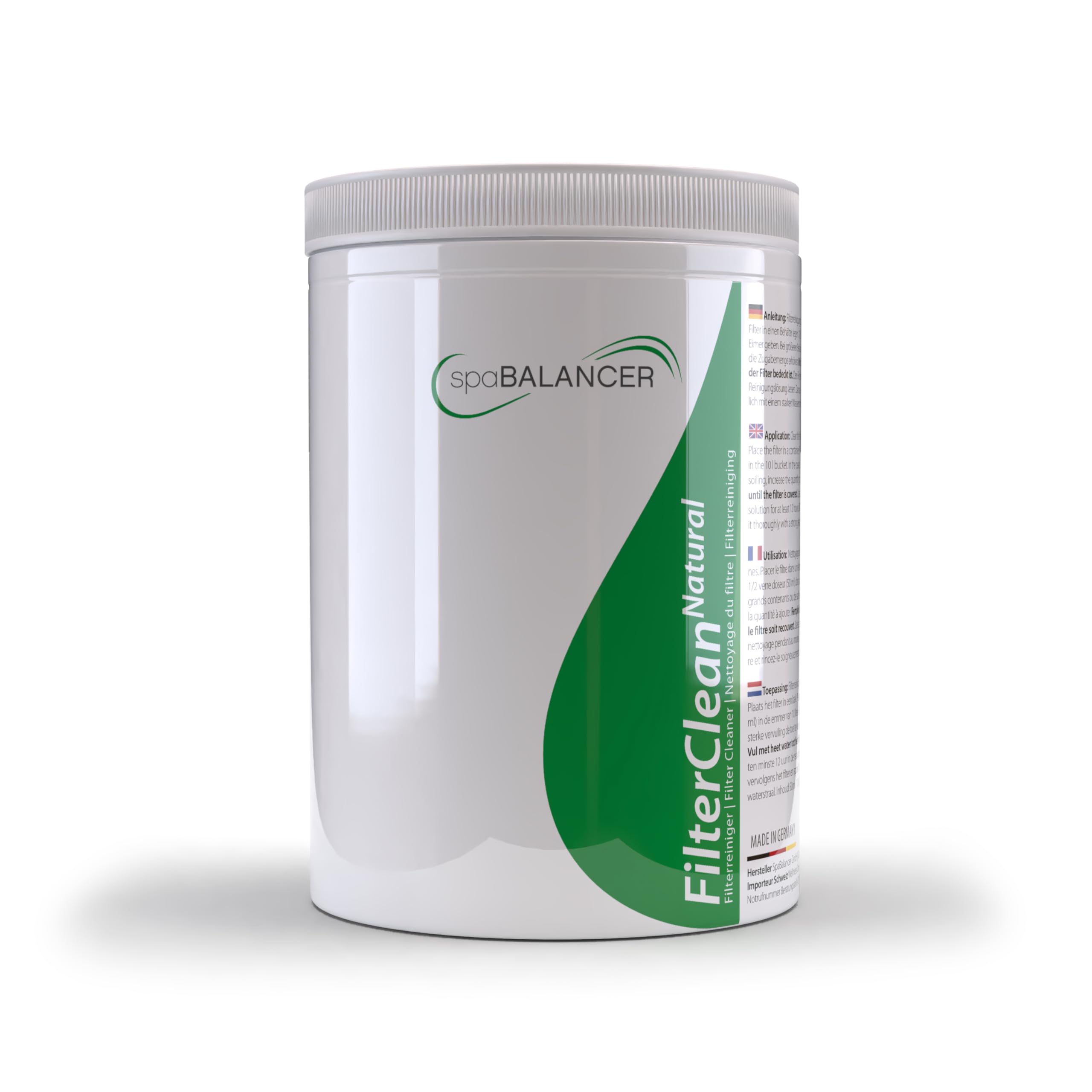 SpaBalancer FilterClean Natural 950 g, umweltfreundlicher Filterreiniger für Whirlpool, Spa und Pool, entfernt Kalk, Fett und Ablagerungen aus den Filterlamellen, bis zu 19 Anwendungen