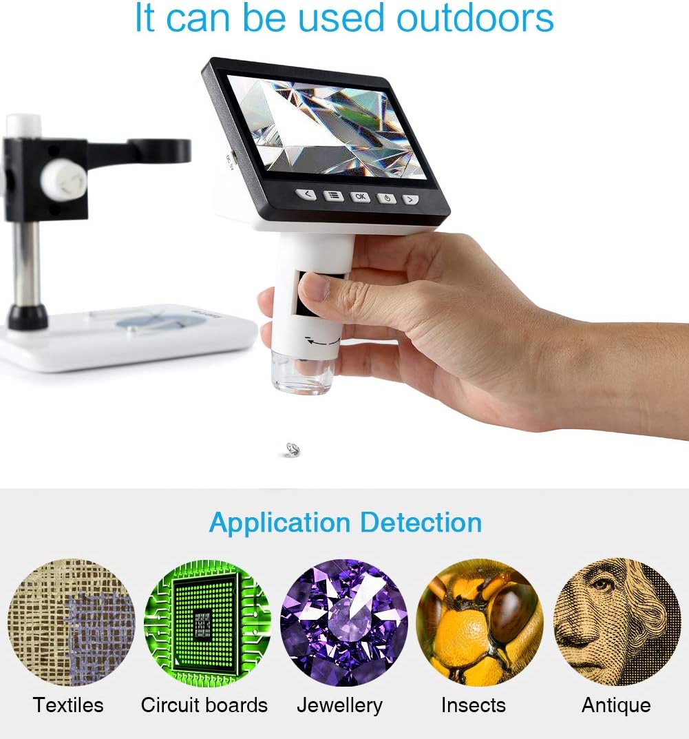 Get Cheap Price Koolertron 4.3 inch LCD Digital USB Microscope 1080P 50X-1000X Magnification Zoom Handheld Endoscope Inspection Camera Video Recorder,8 LED Adjustable Light,Rechargeable Lithium Battery