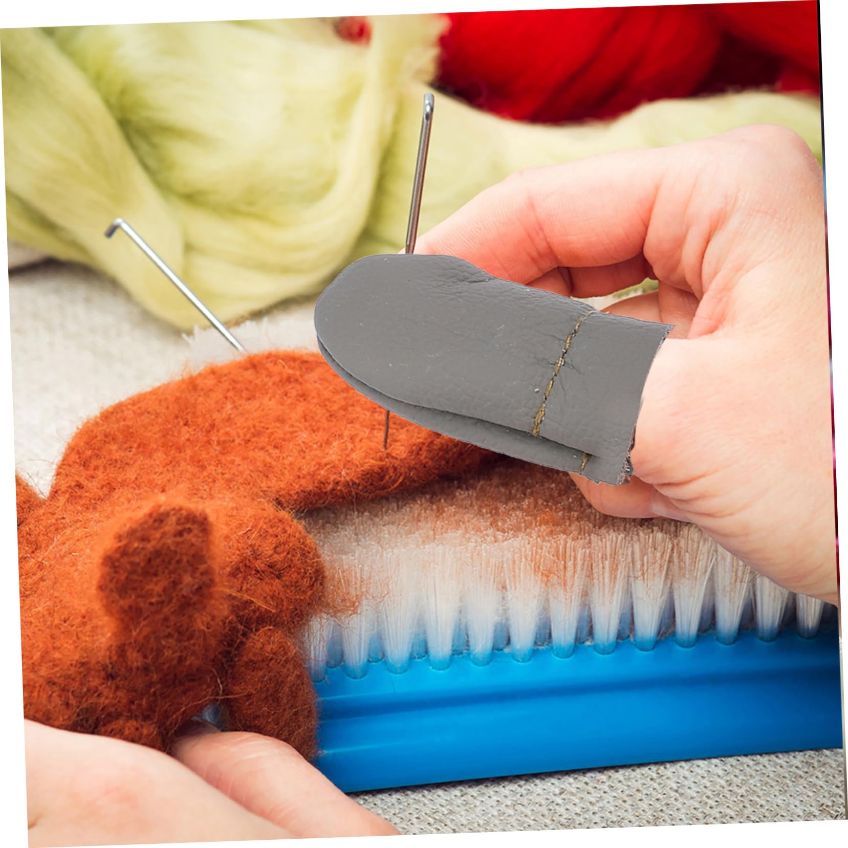 SHINEOFI 5 Series Dedales De Cuero Prevención Dedal Tapicería De Muñeca Aguja Pliegue Separadores De Dedos Pedicura Vendas Cubre Dedos Aguja Guantes Gel 10 piezas x 5