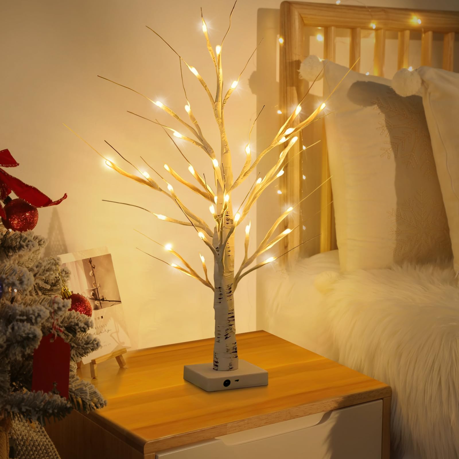 Albero Di Pasqua LED 45 Cm Con Luci E Uova Decorative - Illuminazione A Batteria Per Tavolo