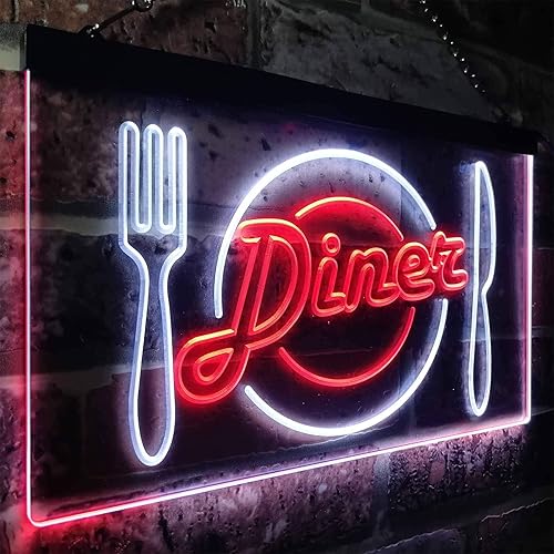 Miniatura 3 de ADVPRO Letrero de neón LED de doble color para restaurante, cuchillo de restaurante, color blanco y rojo, 16 x 12 pulgadas st6s43-i3240-wr