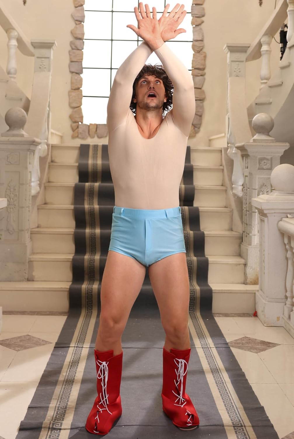 Mainfini 3 Pcs Esqueleto Nacho Libre Costume Adult Men Pants Wig Boot Cover Outfit Without Tshirt (S-L) - Image 7