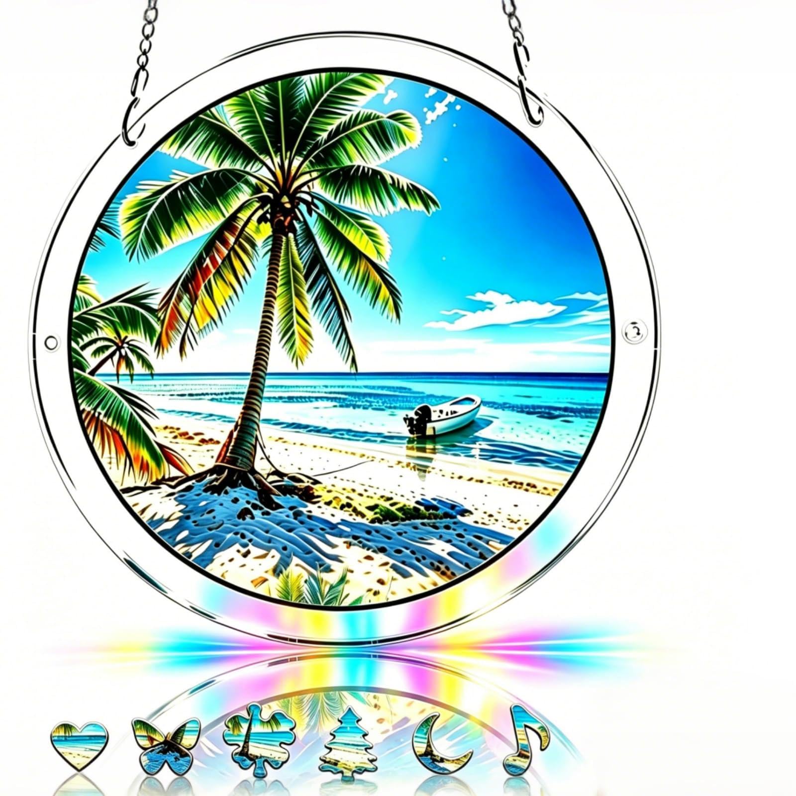 Acrylic Puzzle Suncatcher Personalized Window Suncatcher Puzle DIY Acrylic Jigsaw Puzzle Sun-Catcher Decor Colorful Hanging Sun Catcher Puzzle Decor Unique Birthday for Women(Sea)