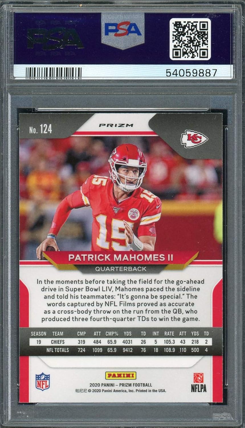Patrick Mahomes 2020 Panini Prizm Red Ice Football Card #124 Graded PSA 9 MINT