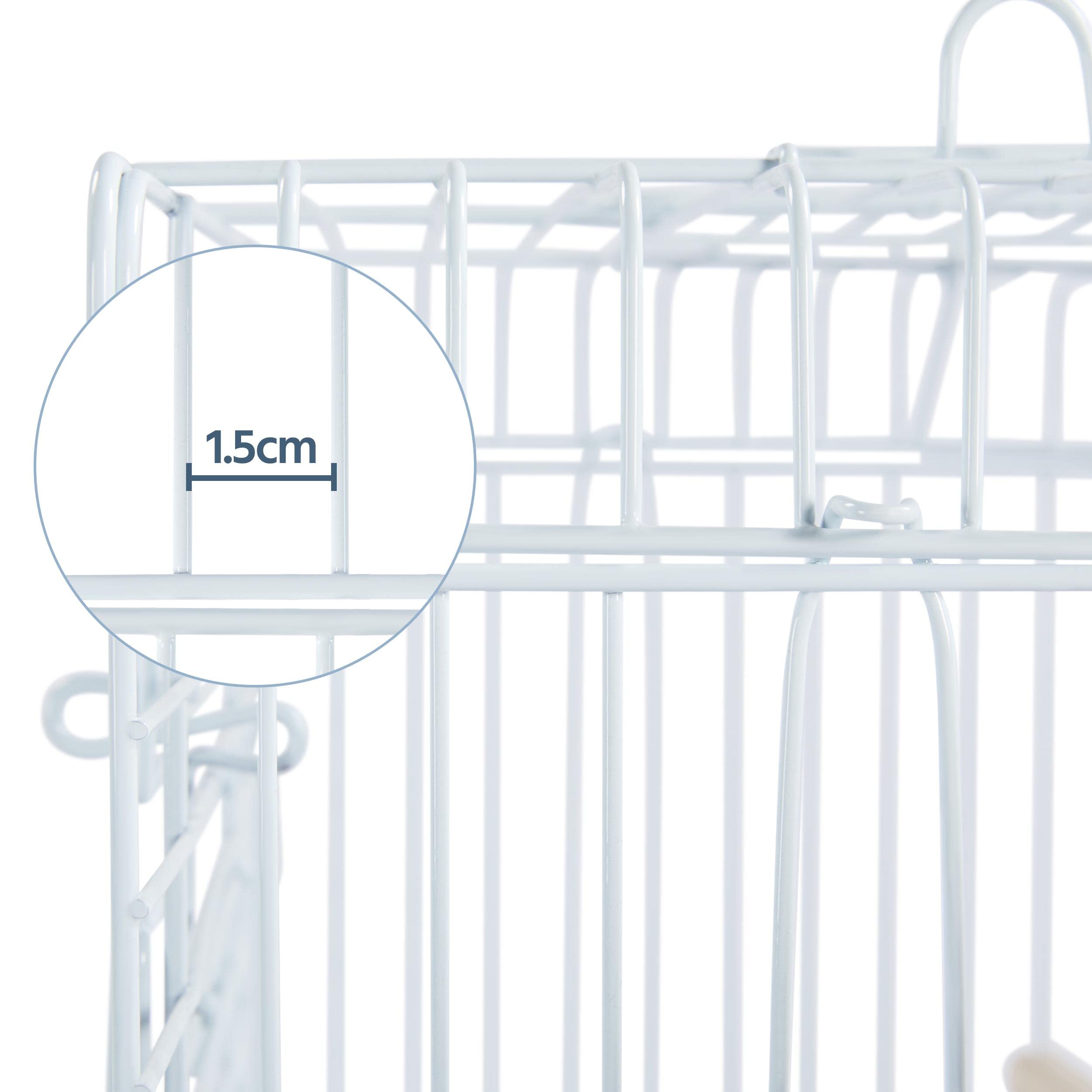 Yaheetech Gabbia Uccelli Metallo Tetto Apribile 40 × 40 × 58 cm Bianco | Gabbia Spaziosa con Tetto Apribile, Posatoi in Legno e Giocattolo Incluso, Adatta per Pappagalli e Inseparabili