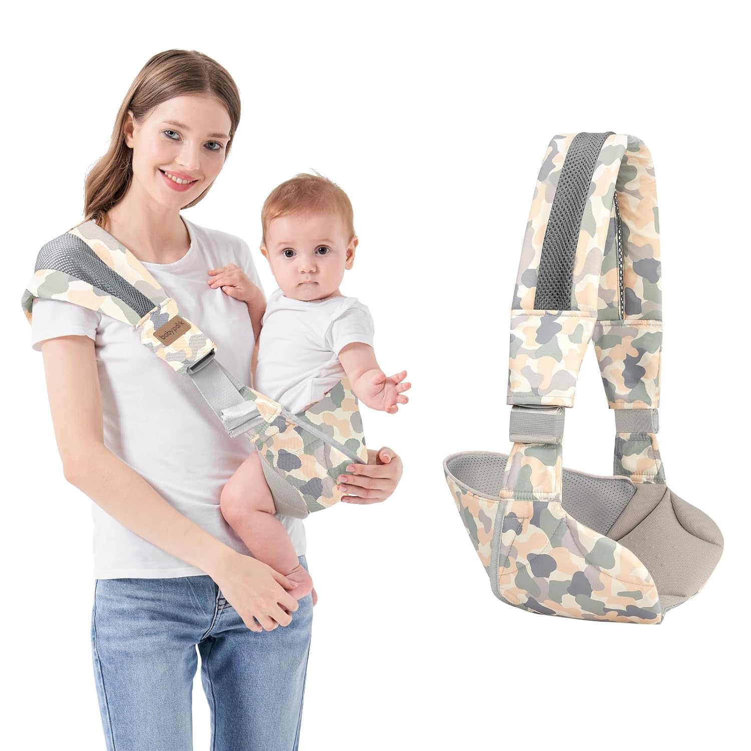 TNTAIAHL Baby Sling Carrier, Child Compact Hipseat One-Shoulder Carrier Portable Lightweight Baby Carrier Sling Hip Newborn to Toddler for Infants Carrying up to 44 lbs All Seasons Strap (Camouflage)