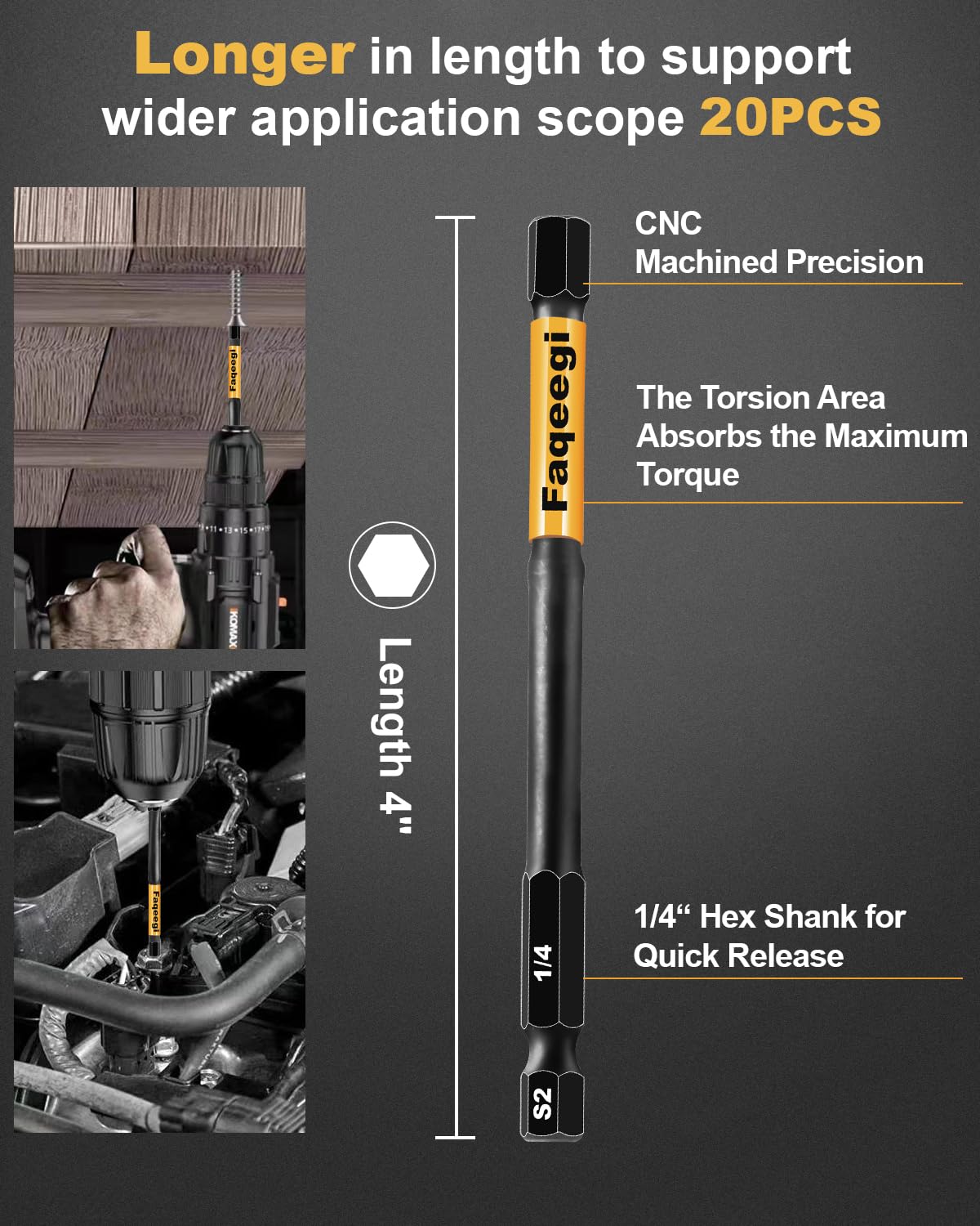 20PC S2 Hex Bit Set - Impact Drill Bits (Metric & SAE) -3 20PC S2 Hex Bit Set - Impact Drill Bits (Metric & SAE) -3