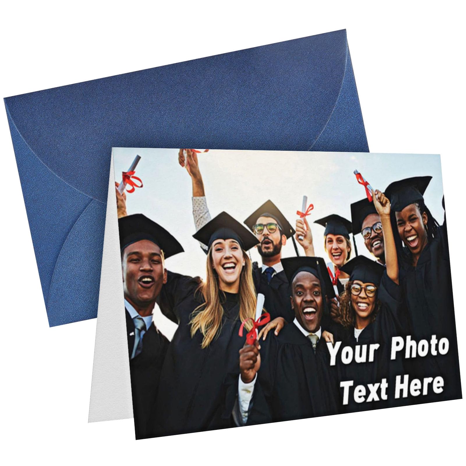 Tarjeta de Felicitación Personalizada con Texto Fotográfico,LucBuy Tarjetas de Agradecimiento Personalizadas con Sobre,Tarjeta de Invitación Personalizada,Regalos De Cumpleaños De Boda De Navidad (A3)