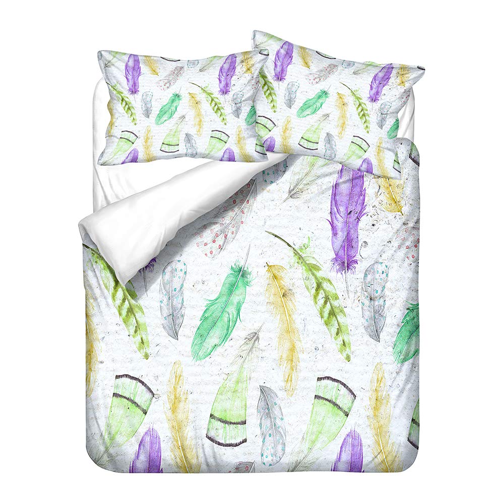 Parure de lit 2 personnes Hiser 200x200cm avec housse de couette et taies plumes d'aquarelle