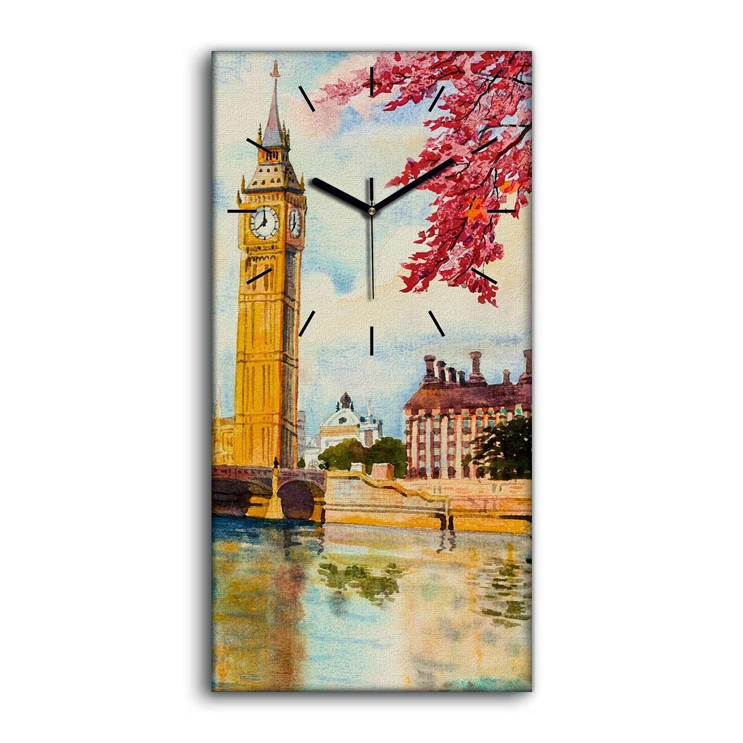 Horloge sur Toile 30x60cm Décoration Murale Salon Moderne Londres Big Ben