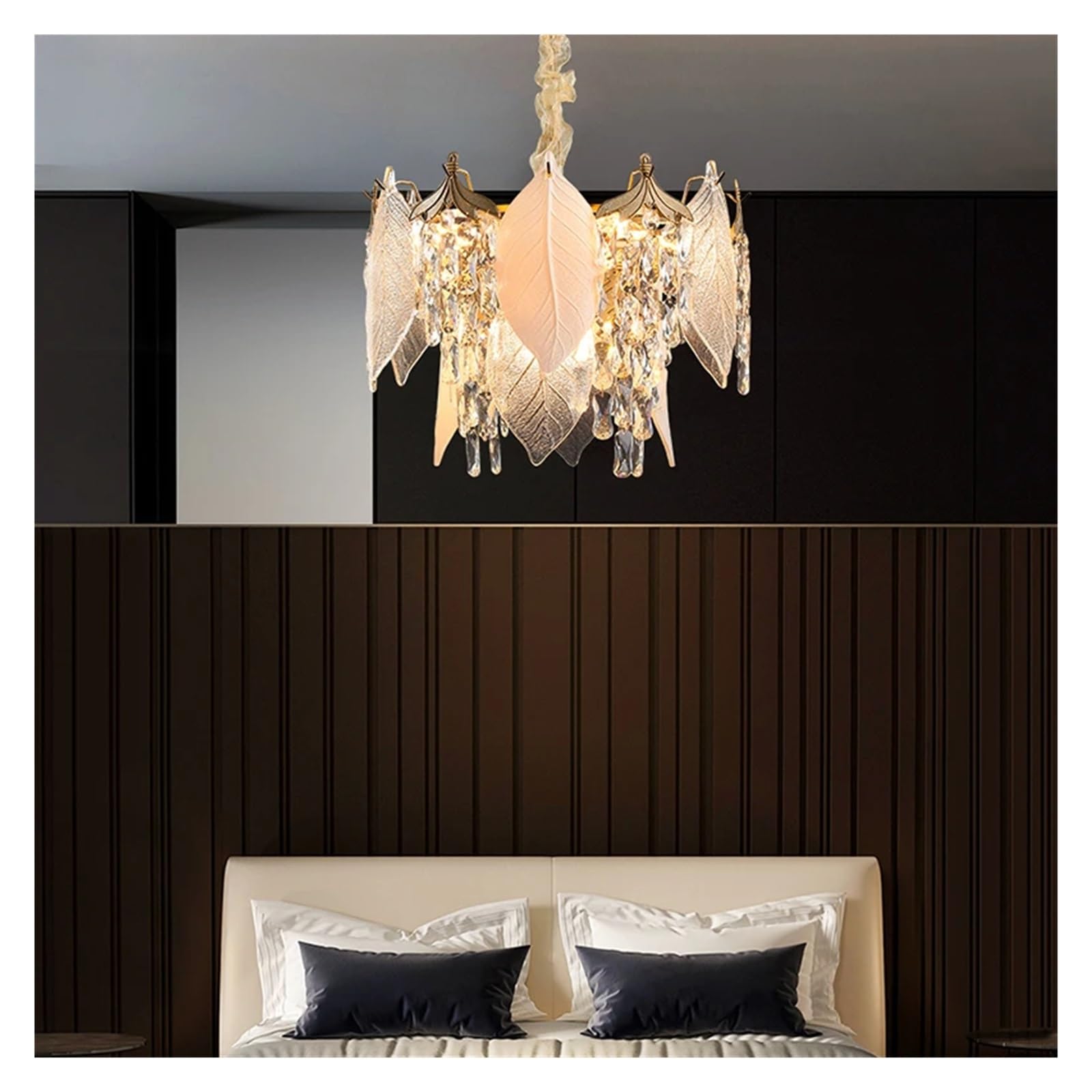 Lustre éclairage d'intérieur suspendu en cristal pour table à manger