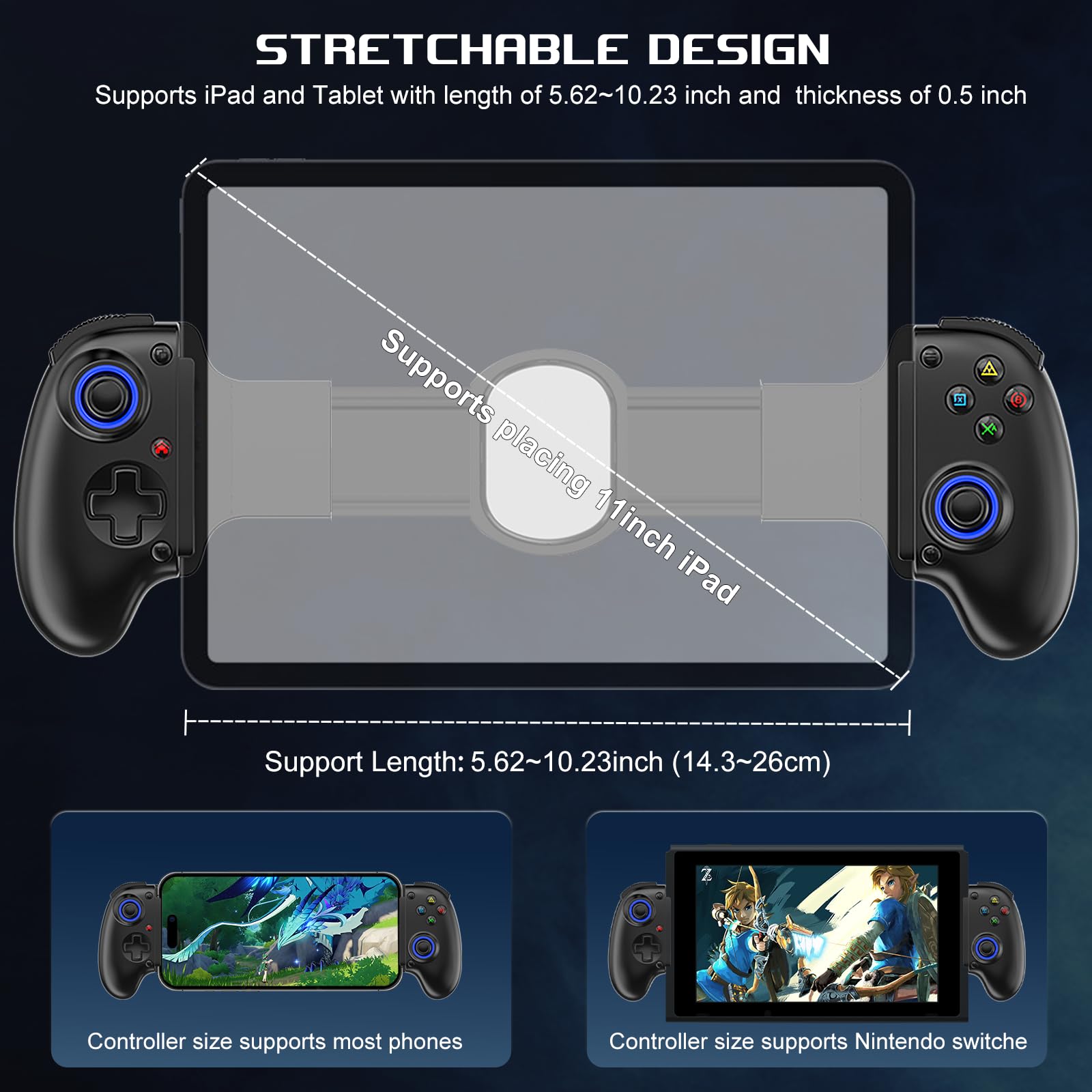 arVin Stretch Gamepad per iPhone/Android/IOS/Tablet/PC/PS4/XBOX