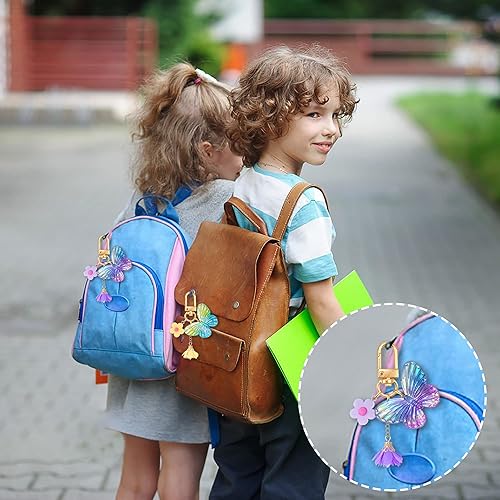 Miniatura 5 de 12 juegos de llaveros de fiesta de mariposa con etiquetas de papel kraft de agradecimiento para niñas, temática de mariposa, fiesta de cumpleaños,