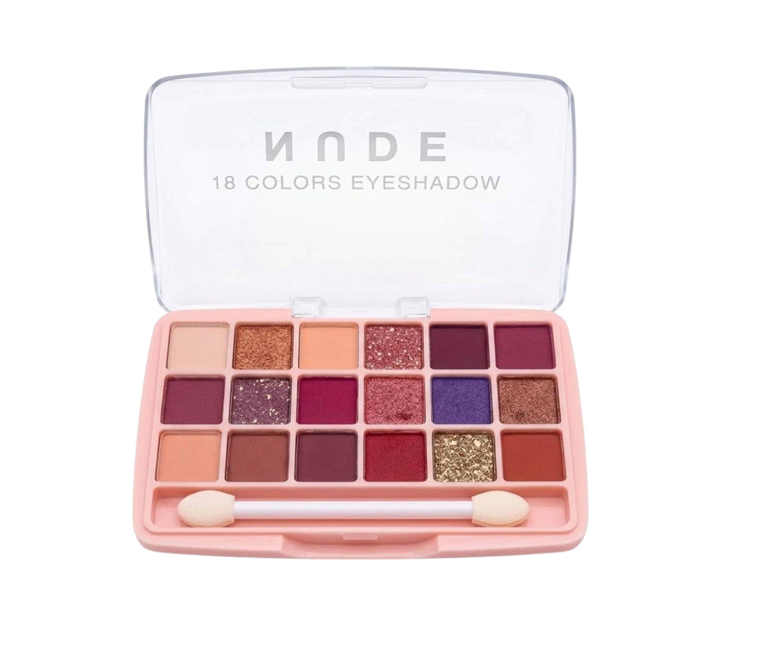 NUDE 18 Color Eyeshadow Palette | Highly Pigmented Matte, Shimmer & Pressed Glitter Eye Shadow Makeup Kit with Dual-Sided Sponge Applicator for Women & Girls-image-20