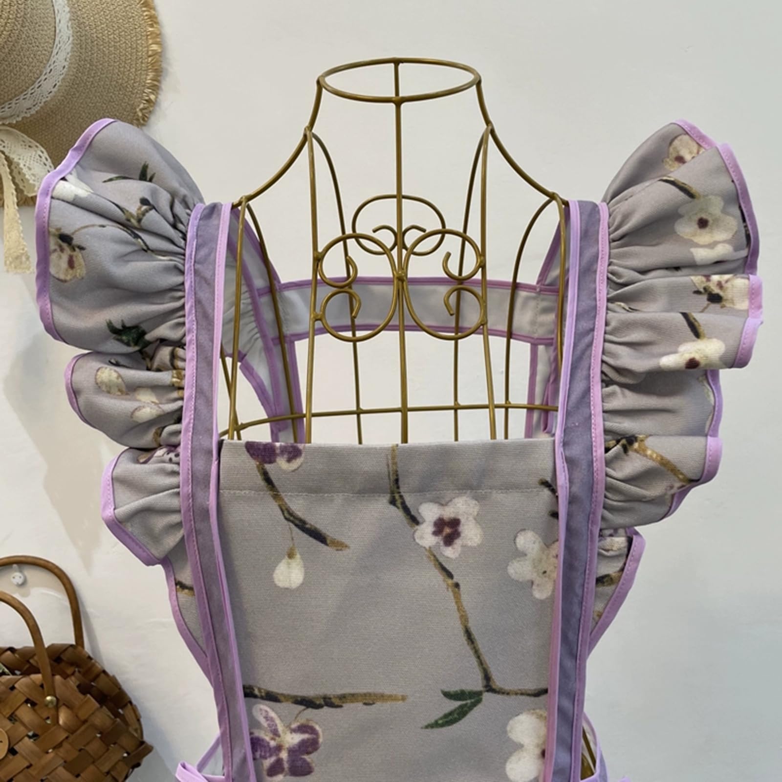 Fartuch Kuchenny Damski Bawełniany Fartuch Regulowany Fartuchami Dla Kobiet Z KieszeniamiPurple,One Size