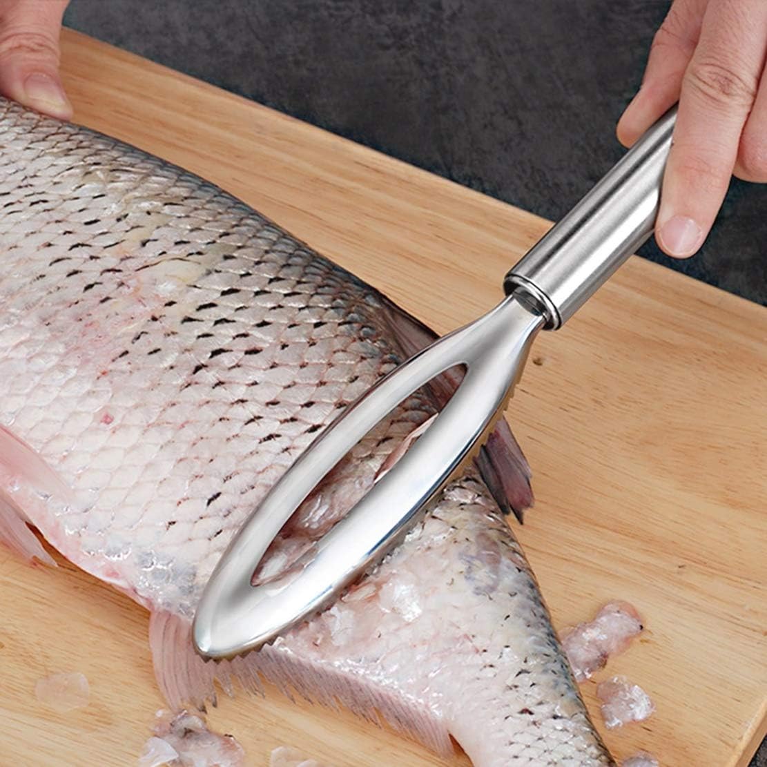 3-in-1 Stainless Steel Fish Maw Knife with Sawtooth Scaler fish scaler remover Premium Stainless Steel for Easy Scaling and Skinning Cleaning Brush Scraper for home, kitchen, fish shop (2)