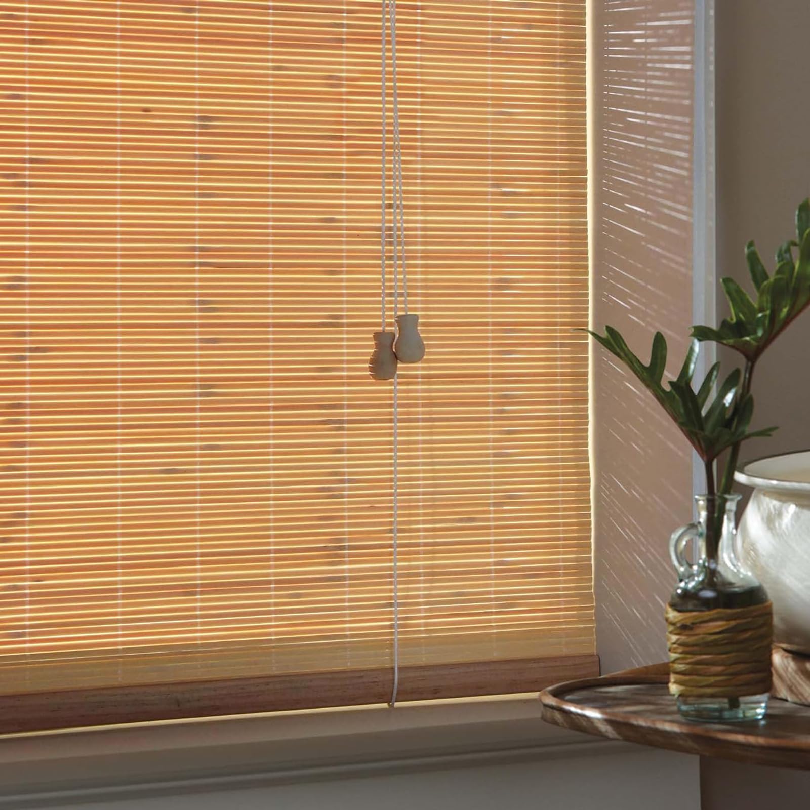 Bambusrollo Retro Bambus Rollo Raffrollo Sonnenschutz Sichtschutz Seitenzugrollo Lichtfilter Belüftung Jalousie,für Fenster Tür,Anpassbar,Breite×Höhe (125cm x 120cm,Carbonized)