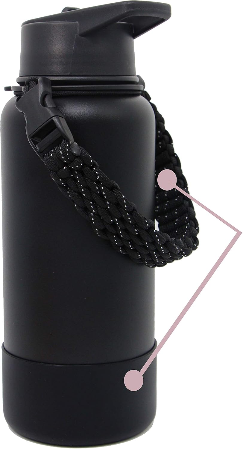 One MissionX Paracord Handle & Protective Bottom Silicone Boot Cover Set - Compatible with Hydro Flask 32 & 40 oz and Other Similar Stainless Steel Water Bottles