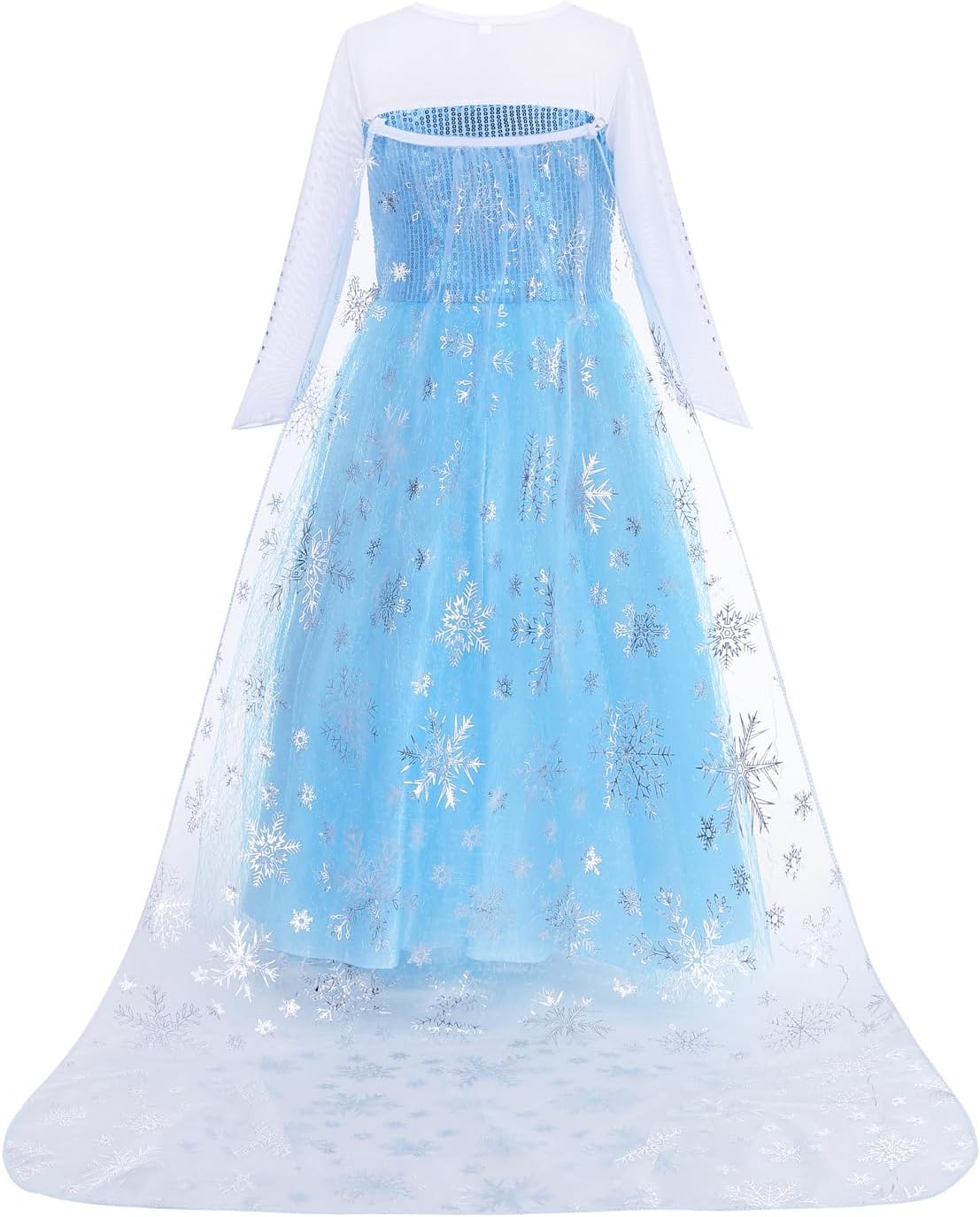 Princess Dress for Girls, Halloween Snow Cosplay Costume with Long Cape 3-10 Years Birthday Party Gloves Bag Crown - Image 2