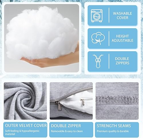 Miniatura 6 de Chilling Home Almohada de embarazo, almohada de maternidad de cuerpo completo para mujeres embarazadas, almohada cómoda en forma de U de 63 pulgadas