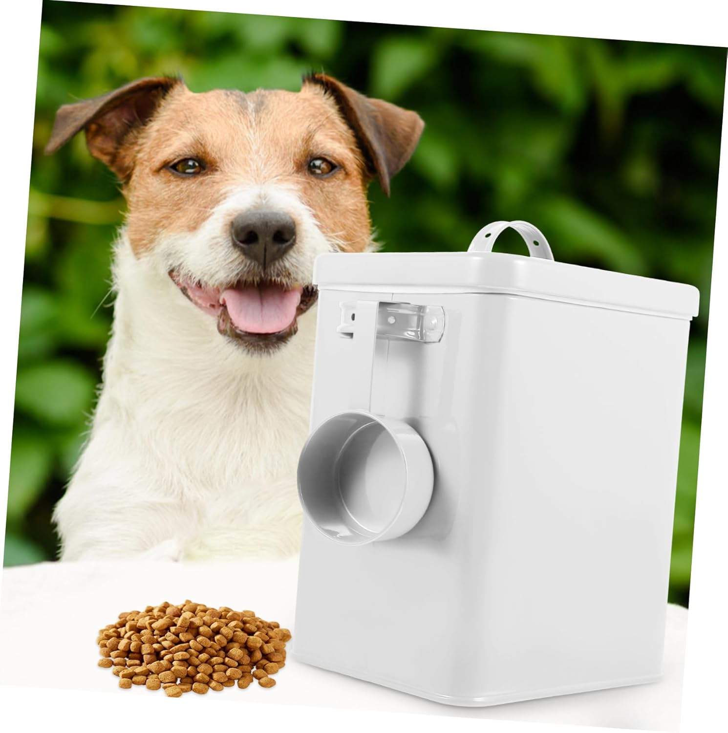 Farmhouse Style Metal Food Storage Bucket for Organization Canister with Portable Handle Versatile Container for Dog Food and Laundry Powder Design