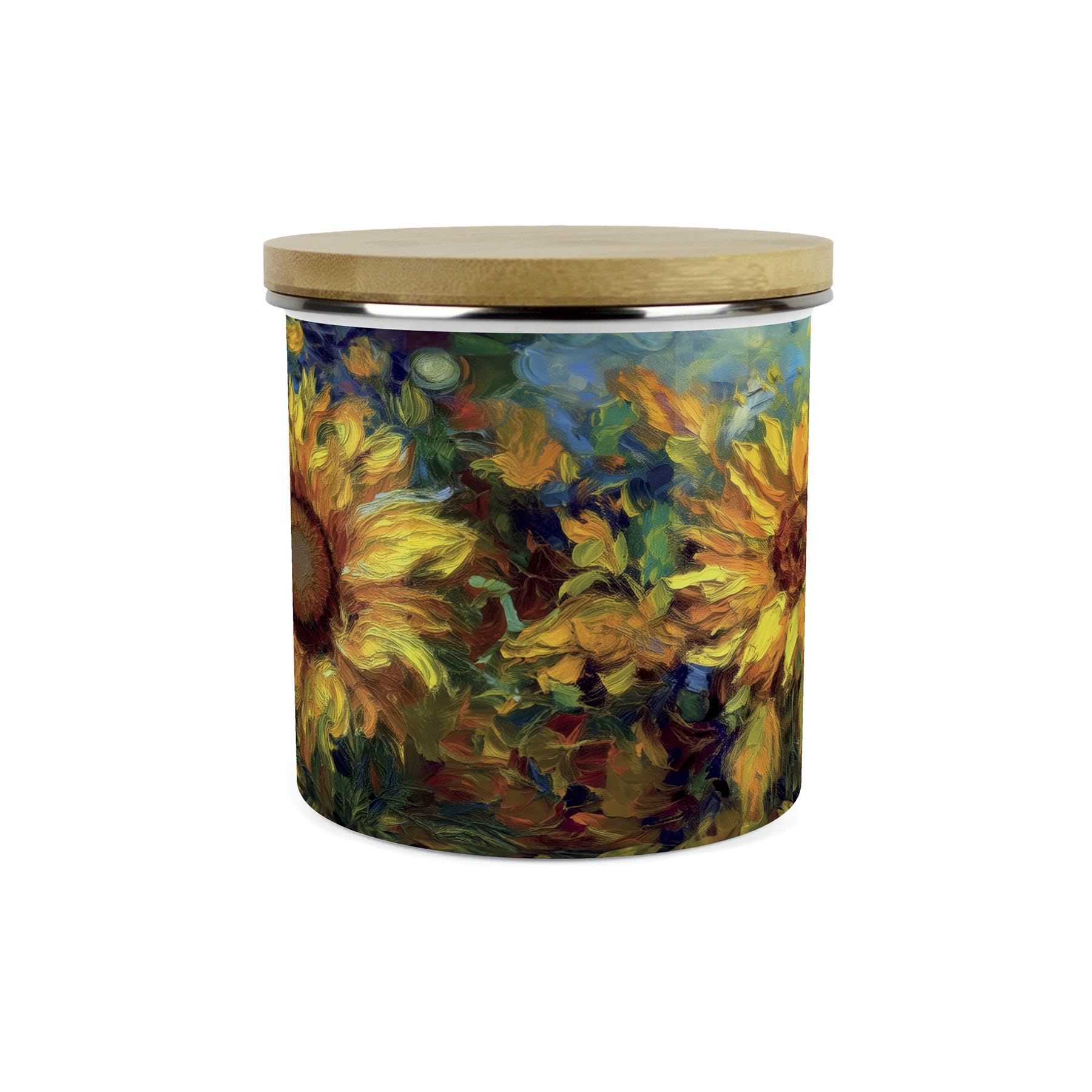 Purely Home No Text Floral Hedgehog Storage Canister - Pretty Wildlife & Foliage Homewares Gifts - Large Enamel Hot Drinks Kitchen Storage Container
