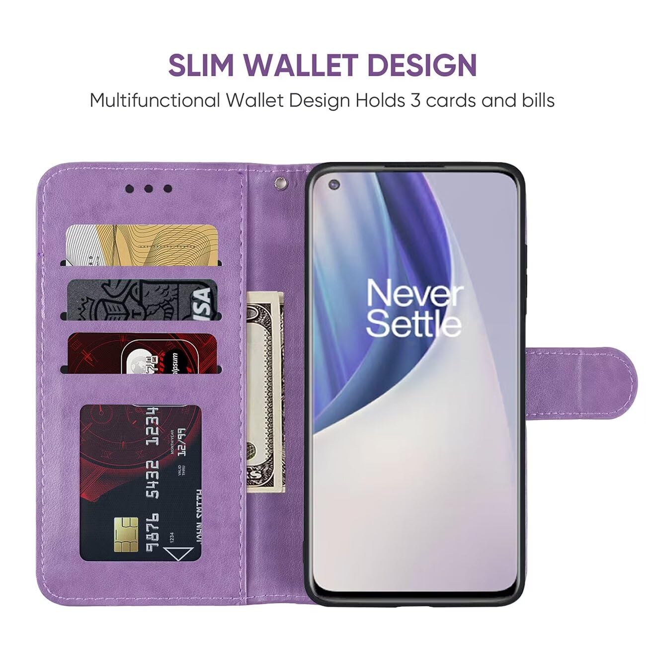 Vavies Case for OnePlus Nord N20 5G Case, OnePlus N20 GN2200 Wallet Case with Tempered Glass Screen Protector, Flower Leather Flip Credit Card Holder Stand Phone Cover for OnePlus Nord N20 5G Purple