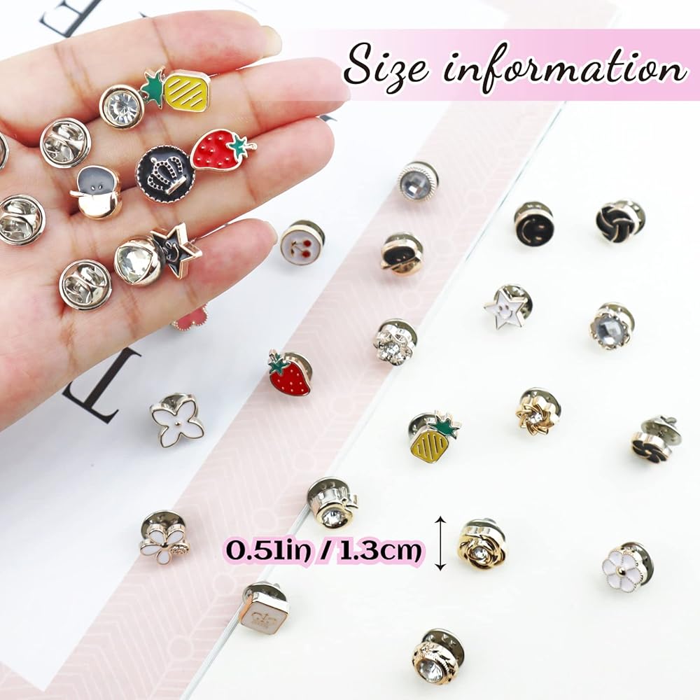 【Llife】BOTTON BROOCH Amazon.com: Women Shirt Brooch Buttons, LEEFONE 30 PCS Mini