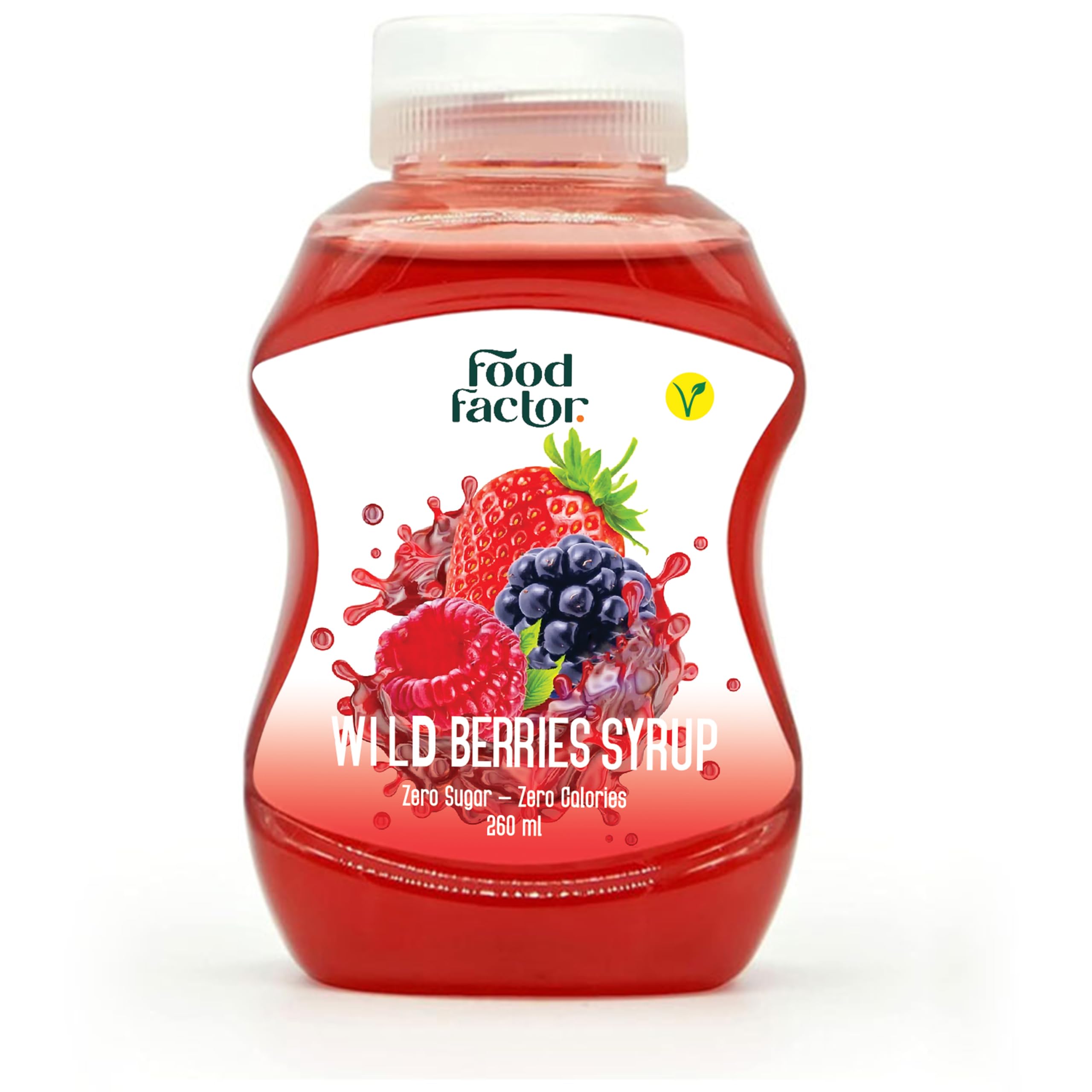 Food Factor Blueberry, Raspberry, Strawberry Syrup | Made in Italy | Zero Sugar, Zero Calorie, Gluten Free, Suitable For Vegan, Keto Friendly Use it with Ice Cream, Coffee (260ml, Wild Berries)