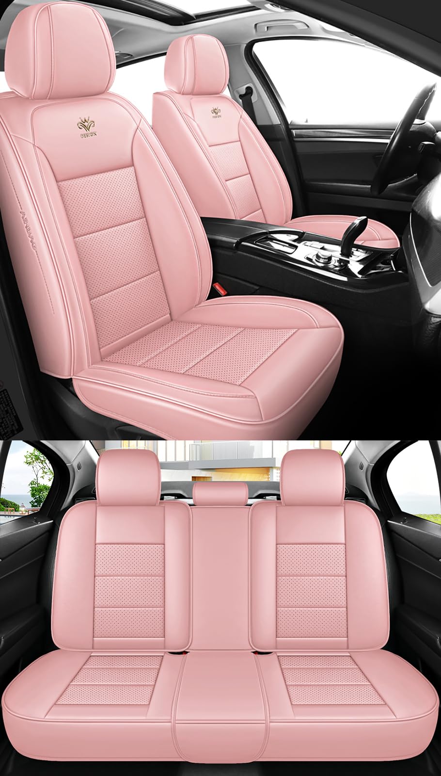 Autositzbezüge Komplett Set Universal in Premium Design | Schonbezüge für Opel Corsa Astra Meriva Insignia Mokka | Wasserdicht Sitzbezug | Auto Sitzbezüge Airbag Geeignet Rosa