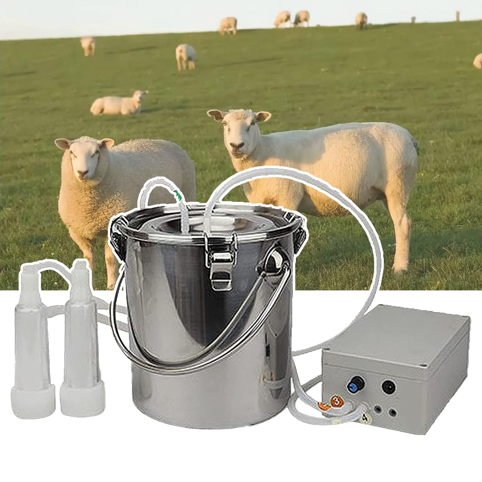 Elektryczna maszyna do dojenia owiec (3 l/5 l/10 l), symulowane ręczne dojenie, automatycznie zatrzymuje się, gdy mleko jest pełne, wygodna ekstrakcja mleka, dla krów mlecznych, kóz, owiec