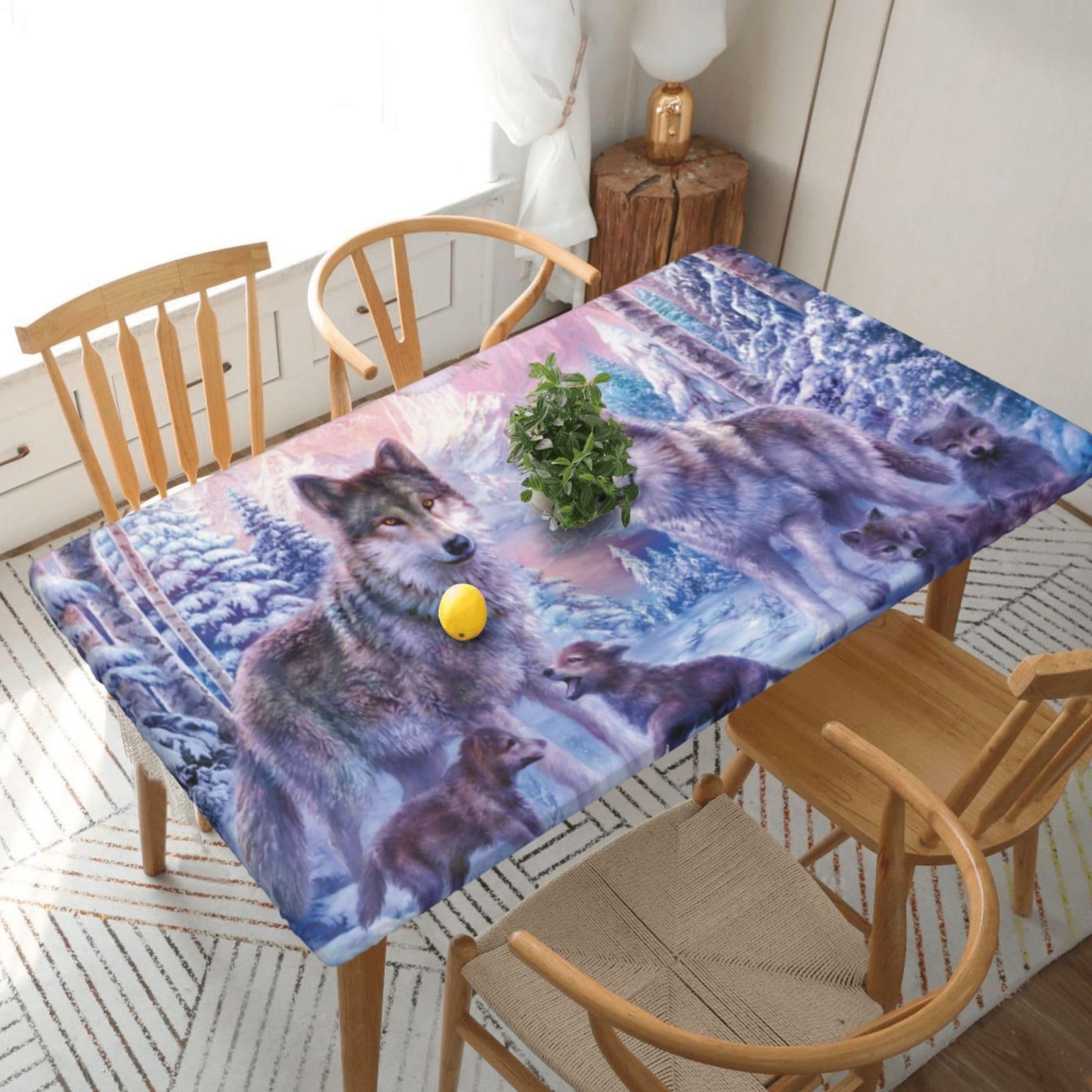 BNVSADC wolves family Printed 5FT Tablecloth Polyester Kitchen Water Resistant Table Cloth Dining Table Decoration Table Covers, 152x76 CM