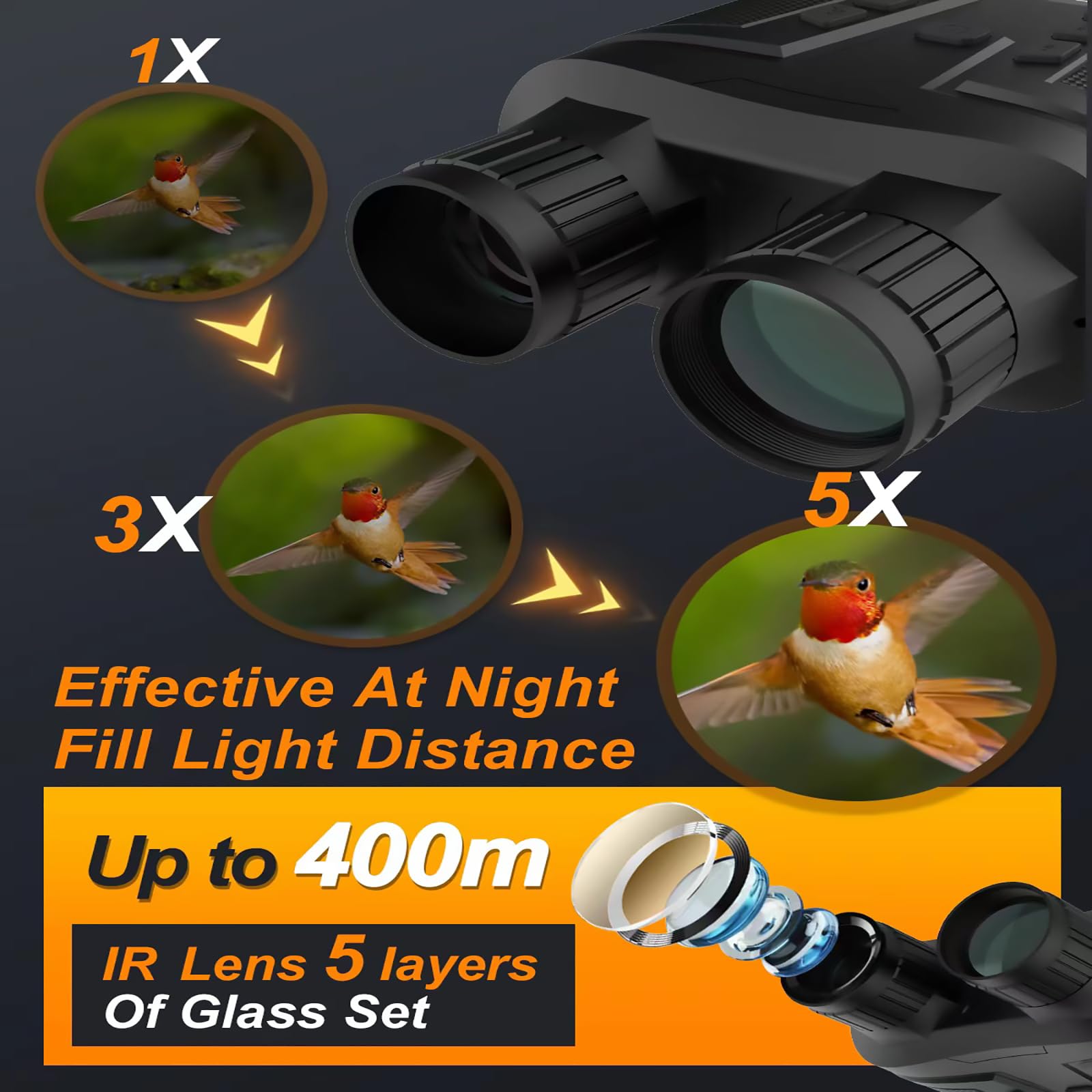 HAILM Rechargeable Infrarouge Numérique Vision Nocturne Lunettes avec Prendre HD Photo & Vidéo dans l'obscurité Totale avec 3Inch LCD Grand Écran pour la Chasse, Camping, Voyage, Surveillance