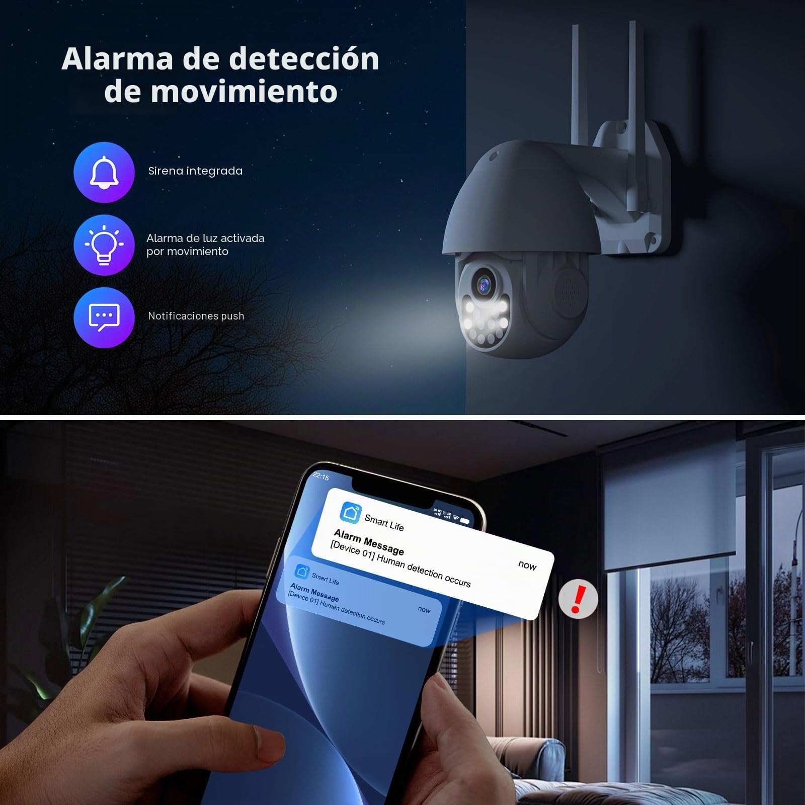 PGST 1080P Cameras de Vigilancia WiFi, Camara WiFi Exterior Motorizada Impermeable IP66 con Audio de Dos Vías, Visión Nocturna en Color de Detección de Movimiento Monitorización Inteligente
