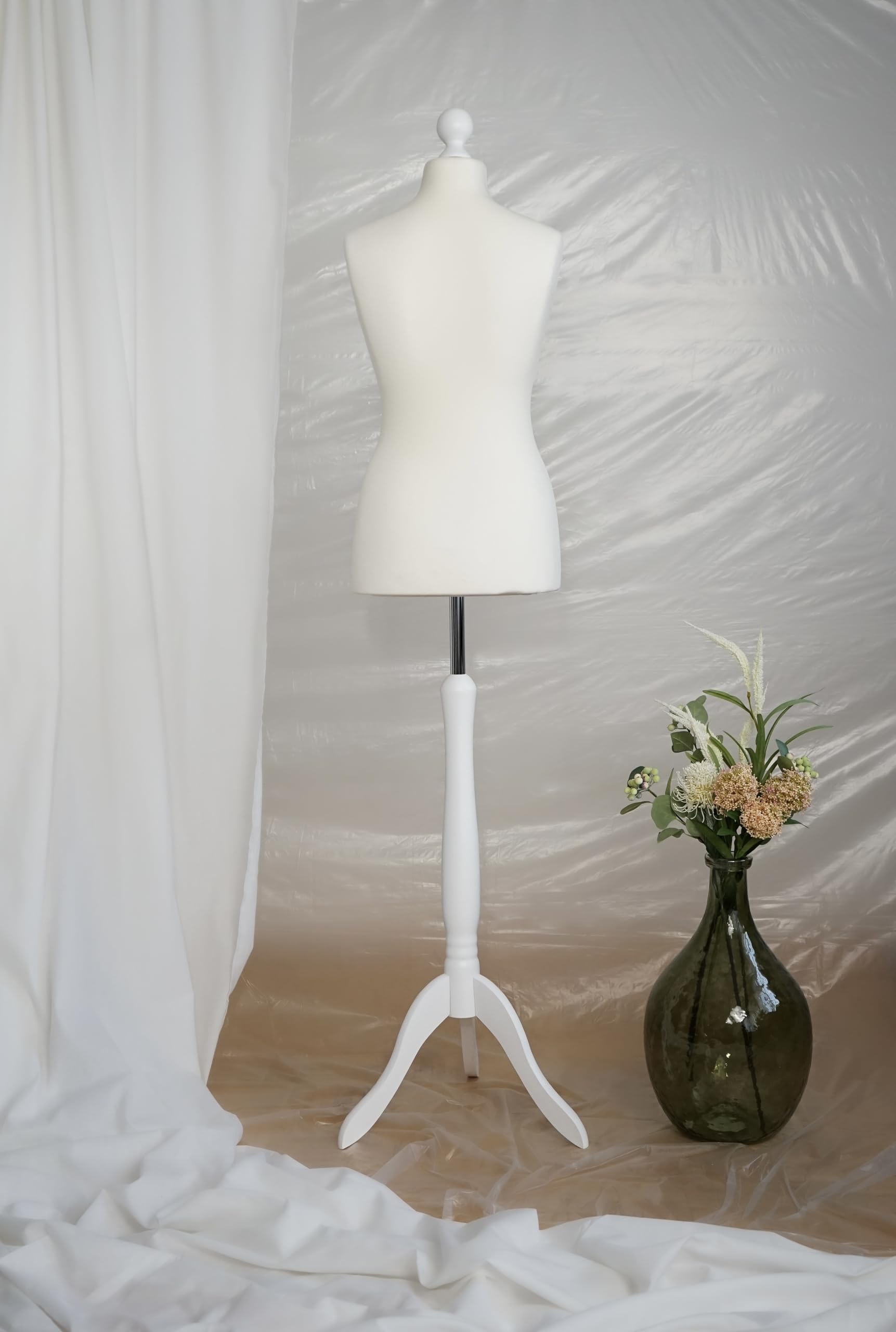 Maniquí de costura para mujer, maniquí de sastre femenino, funda color crudo (White Wood, M 38/40)