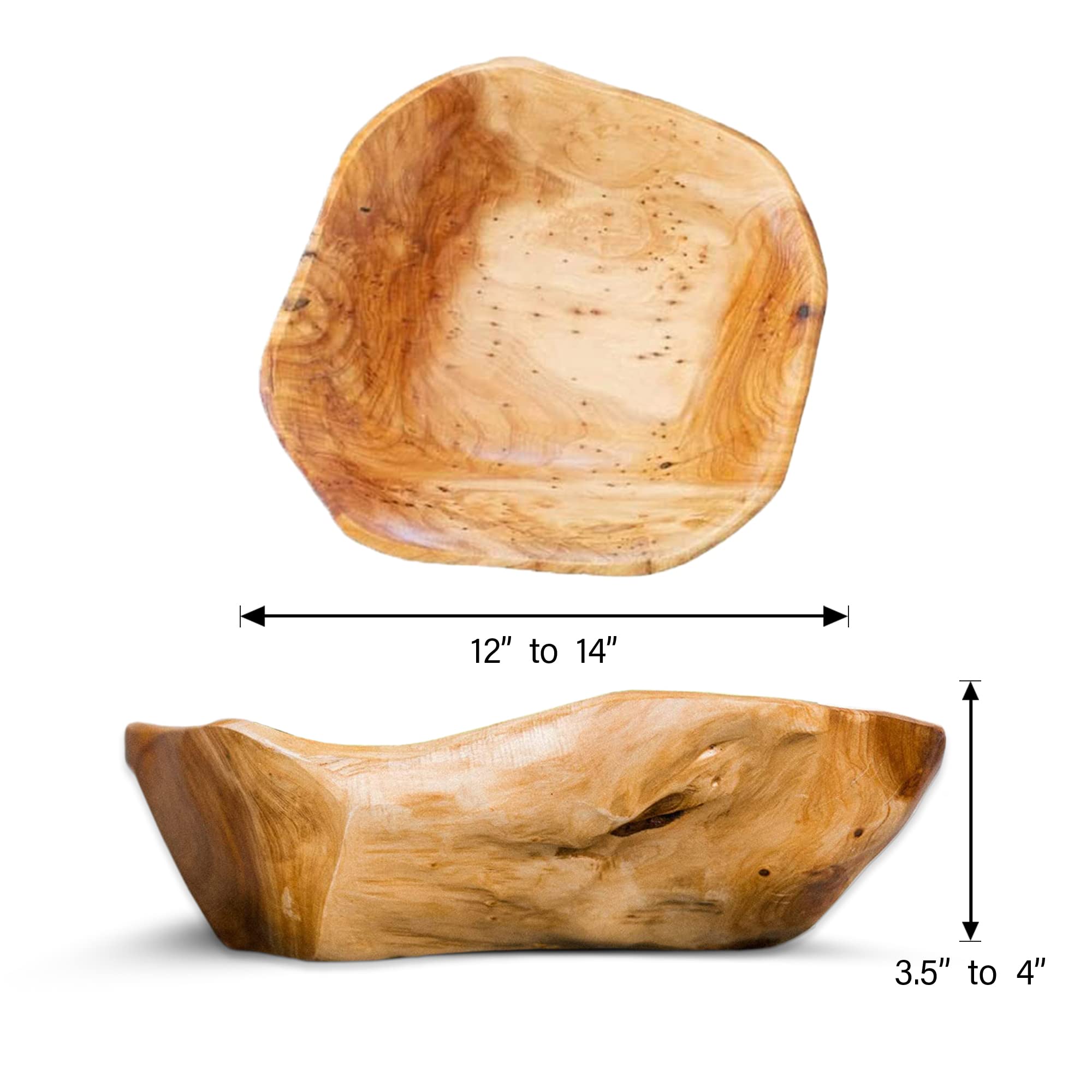 Cuencos decorativos de madera de abeto natural – Cuencos de madera para alimentos, frutas, ensaladas, aperitivos, decoración de caramelos, ensaladera de madera grande – Cuencos de