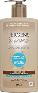 Jergens Natural Glow Hydra Gel Crème Hydratante Auto-Bronzante pour le Visage et le Corps Moyen à Foncé