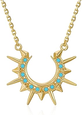 Fettero Dainty Necklaces for Women - 14K Gold Plated Delicate Moon Crescent Pendant Necklace Charm Gold Necklace Jewelry for Women