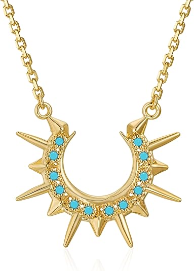 Fettero Dainty Necklaces for Women - 14K Gold Plated Delicate Moon Crescent Pendant Necklace Charm Gold Necklace Jewelry for Women