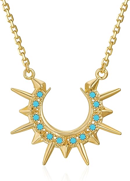 Fettero Dainty Necklaces for Women - 14K Gold Plated Delicate Moon Crescent Pendant Necklace Charm Gold Necklace Jewelry for Women