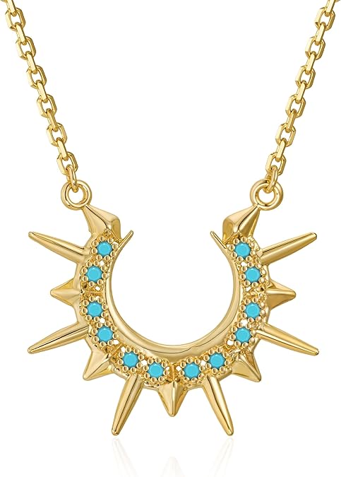 Fettero Dainty Necklaces for Women - 14K Gold Plated Delicate Moon Crescent Pendant Necklace Charm Gold Necklace Jewelry for Women