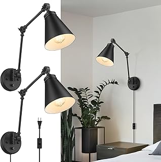 14 Bedroom Lighting Ideas for Soft Bright Inviting Atmosphere 72 LIROUVET Plug in Wall Sconces Set of Two, Adjustable Swing Arm Wall Lamp...