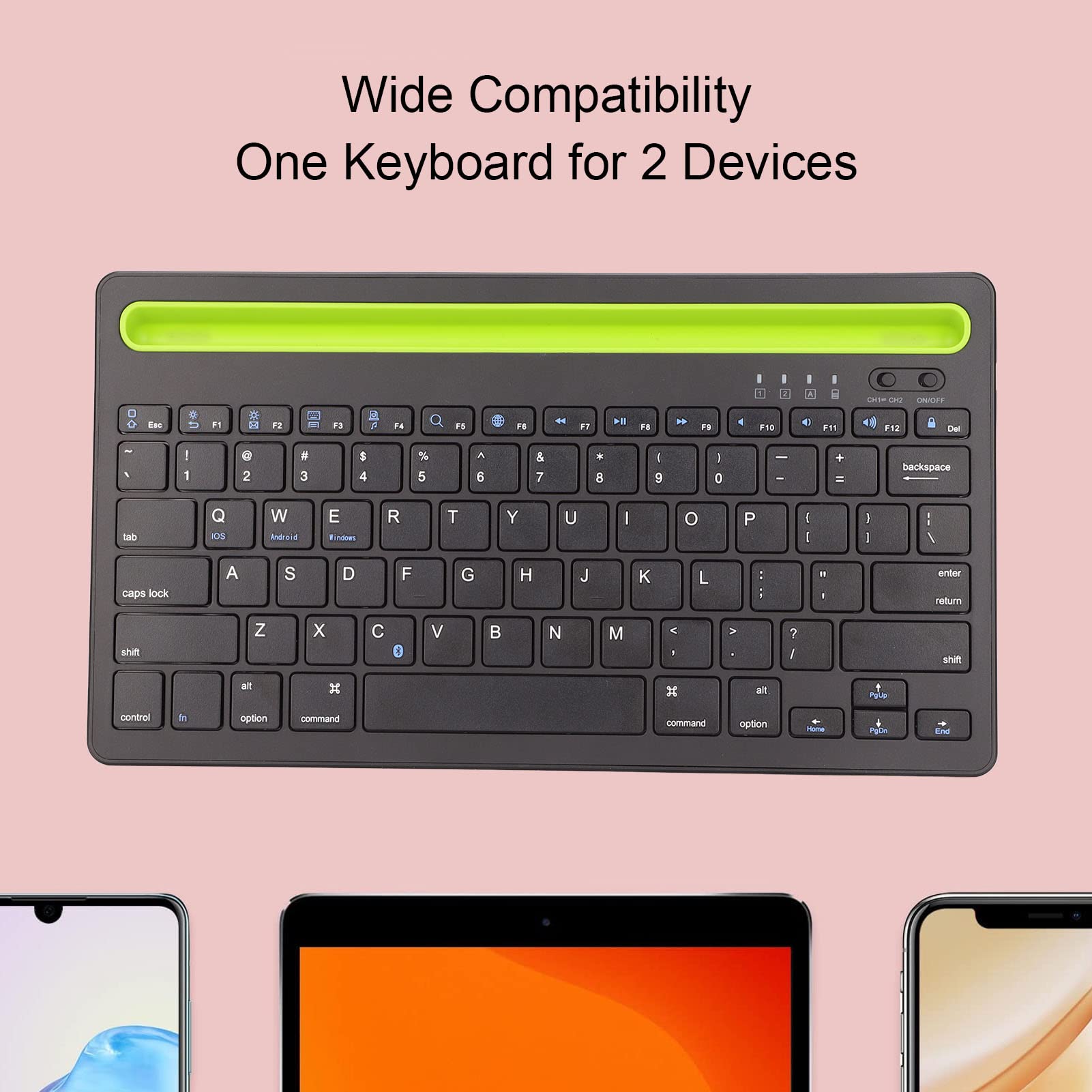 Tastiera Bluetooth Multidispositivo, Tastiera Bluetooth Universale Supporto per Cellulare Integrato Multidispositivo Tastiera Wireless per Windows, Tastierino Numerico Connetti Fino