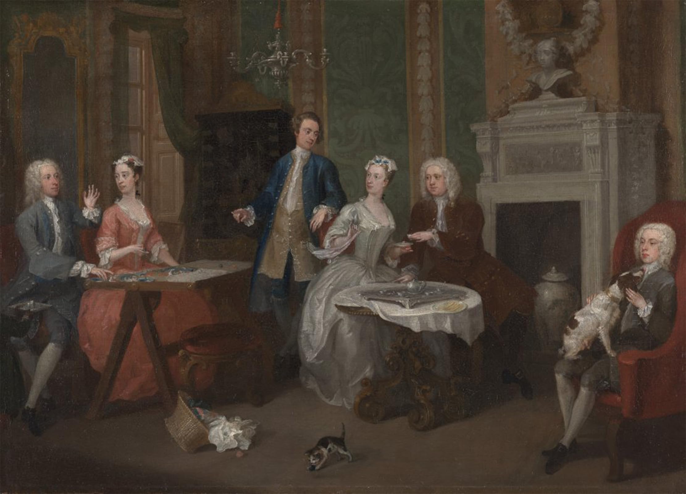 POSTERIIk Famous Modern Artwork Art Mural Portrait of a Family by William Hogarth Oil Paintings Pictures for Home Decor 60x90cm