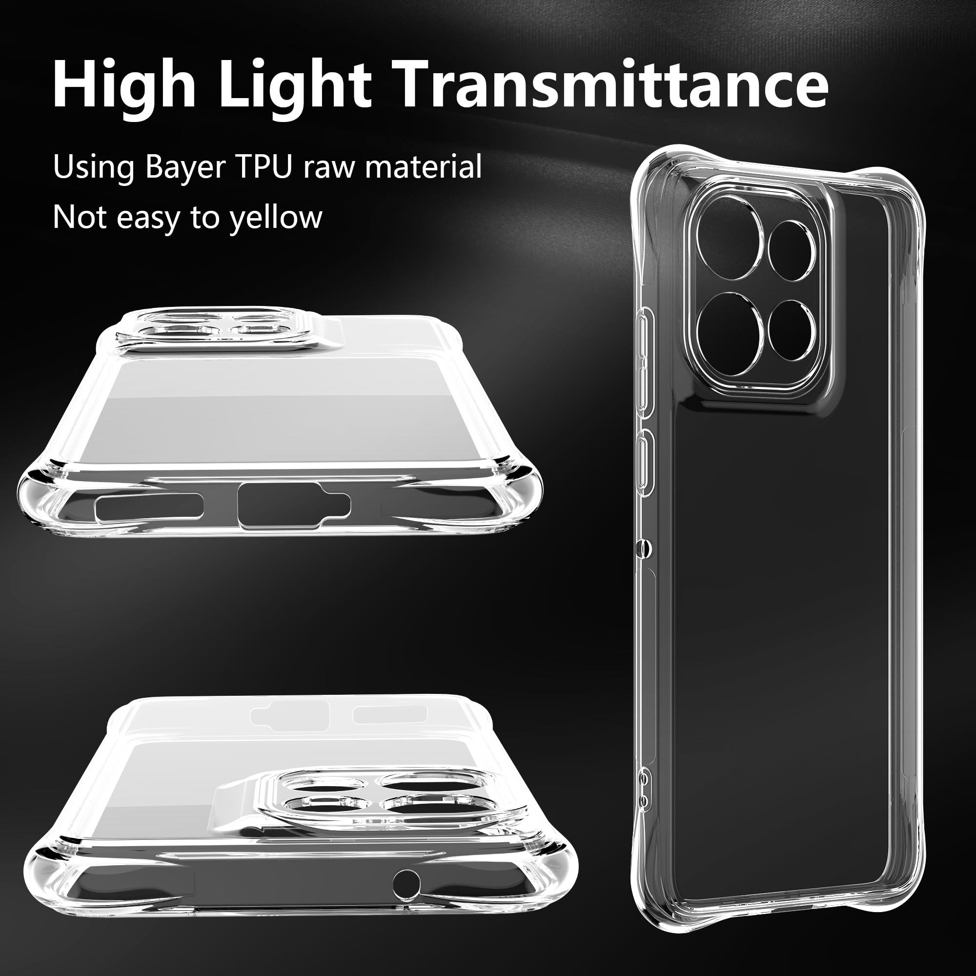 zZjoOoj Custodia per Motorola Moto Edge 50 Neo/Edge 60 Neo Cover e 2 Pezzi Pellicola Vetro Temperato[Senza Bolle] con Angoli di Protezione Antiurto,Clear Soft Silicone TPU Mobile Phone Case